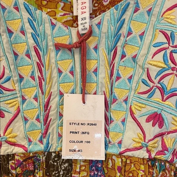 Raga × Anthropologie Parkland Maxi Boho Embroidered Maxi Dress Size XS PTP 16” - Picture 8 of 8